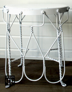 Industriële boho draadstoel met inklapbare rugleuning voor kruk of bijzettafel