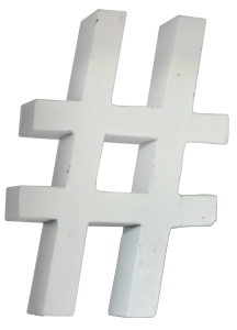 Hashtag van metaal in het zwart en wit van quip&Co