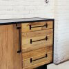 K047 Industriëel retro dressoir van teak hout en metaal van quip&Co